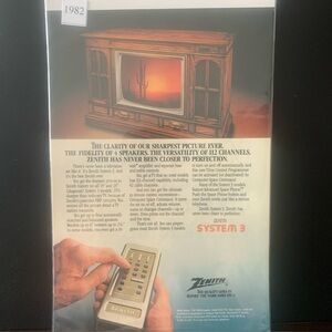 Vintage 1982 Zenith System 3 Clarity of Our Sharpest Picture Ever Advertisement